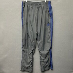 Adidas Track Pants Men's XL Grey Blue Stripes Drawstring 2014 Training Joggers
